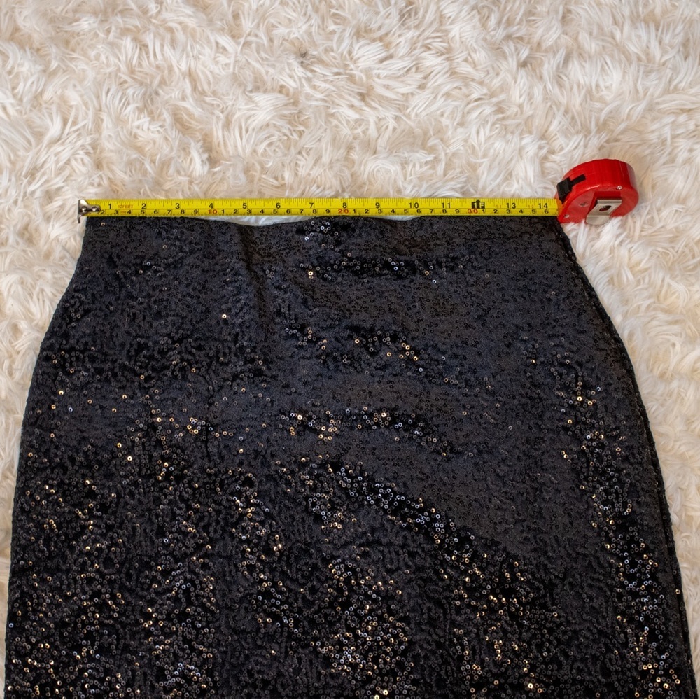 NWT Elegant Chic Black Knee-Length Sequin Pull-On Pencil Women’s Skirt Sz 8/38 - Picture 5 of 11